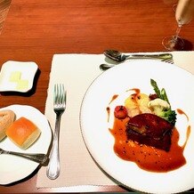 水戸プラザホテルの画像｜試食会での食事。
脂っこすぎず丁度いい食べやすさ。