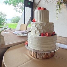 ＳＥＴＲＥ　ＭＡＲＩＮＡ　ＢＩＷＡＫＯ（セトレ　マリーナびわ湖）の画像｜ウエディングケーキ代がプレゼントで、その範囲内のものにしました。ナイフに装花をプラスでつけました。