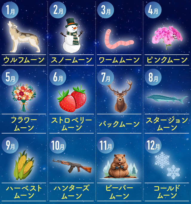 ストロベリームーン以外にも!月ごとの満月の名前