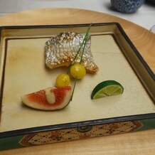 八芳園 料亭 壺中庵の写真｜結コースです。
焼魚の身がふわふわでした。