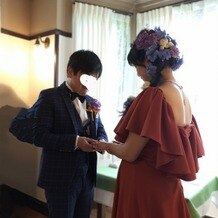 旧春田邸　デュボネの写真｜指輪交換