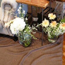 Ｍａｎｄａｒｉｎ　Ｐｏｒｔ（マンダリンポルト）の写真｜披露宴で新郎新婦が座るソファの横の装花