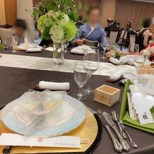 明治神宮・明治記念館の画像｜着席時のテーブルセッティング、
料理ディスプレイ