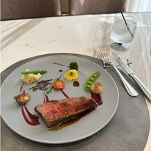 ベイサイド迎賓館　長崎の写真｜コースのメイン料理を試食した。美味しかった。長崎県産の食材を使ってもらえたりするらしい。