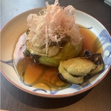 菊水楼(THE KIKUSUIRO NARAPARK)の画像｜石で焼いた茄子
料理長に目の前で鰹節を削って頂きました