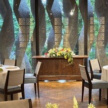 THE TENDER HOUSE（ザ テンダーハウス）の画像｜2階の披露宴会場です。
大体一番遠い席から「肉眼でみた新郎新婦席」に近づけて撮影しました。