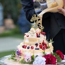サンタ・アムール　エテルニテ　～森の中の小さなｗｅｄｄｉｎｇ～の画像｜自分でデザインしたオリジナルウェディングケーキ(カラードリップを行いました)。