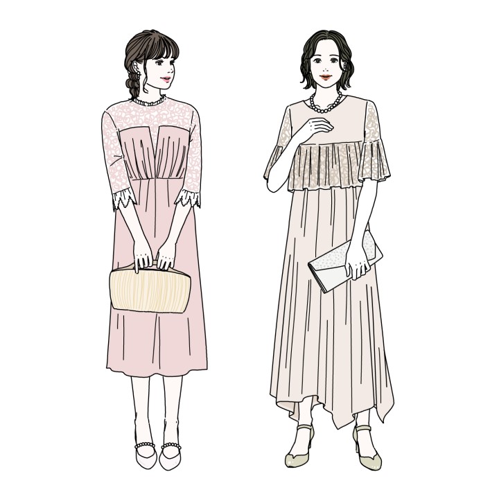 女性ゲスト「神前式」参列の服装　洋装のイラスト