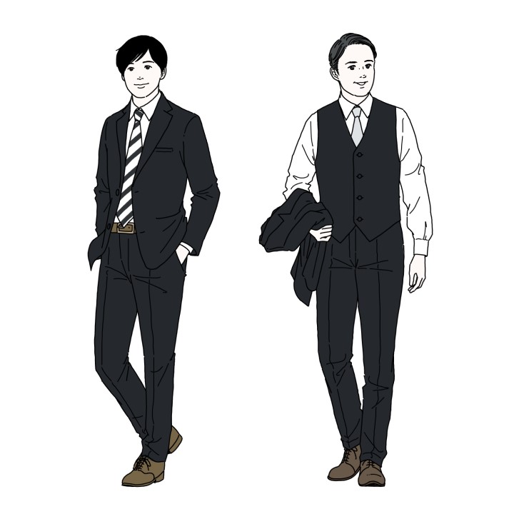 男性ゲスト「神前式」参列の服装　スーツのイラスト