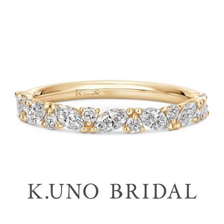 K.UNO BRIDAL（ケイウノ ブライダル）:【ケイウノ】葉と実をイメージした連なるマーキスダイヤモンドのエタニティリング