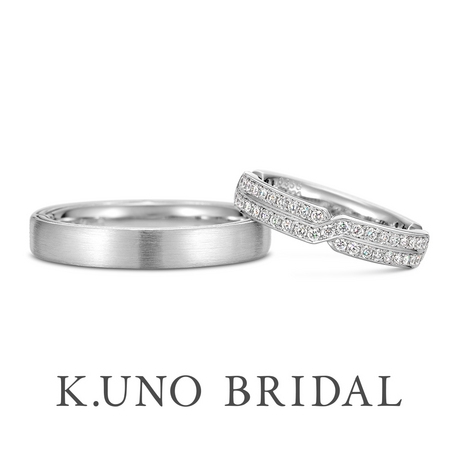 K.UNO BRIDAL（ケイウノ ブライダル）:[オーダーメイド]一見テイストの異なるふたつの指輪も、さりげなく繋がりを表現