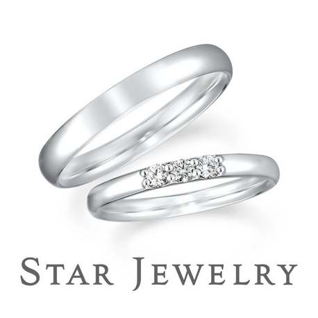 スタージュエリー:《スタージュエリー》3石のダイヤモンドが輝くシンプルな甲丸マリッジリング