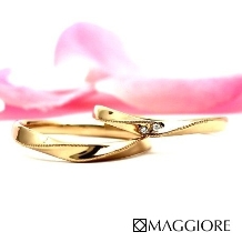 MAGGIORE アートダイヤモンド（マジョーレ）:【マジョーレ]ミル打ちが美しいゴールドのマリッジリング。