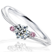 美輪宝石:クラシカル好き花嫁にお勧め★美しいダイヤとピンクサファイアの婚約指輪12万9千円