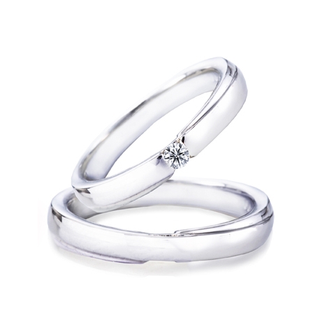 美輪宝石:シンプルだけど一粒ダイヤが目を引く人気のプラチナダイヤ結婚指輪がペア19万8千円