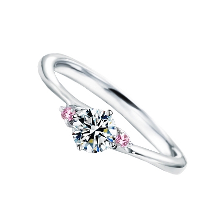 スッキリ優しいウェーブラインと可愛いピンクサファイアが人気の婚約指輪12万5千 美輪宝石 ゼクシィ