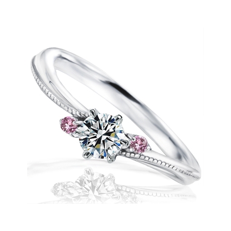 美輪宝石:クラシカル好き花嫁にお勧め★美しいダイヤとピンクサファイアの婚約指輪12万9千円