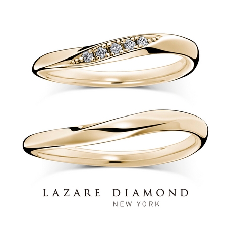 ラザール ダイヤモンド ブティック:【オーチャード(YG)】重ね着けも美しいアシメントリなウェーブタイプのリング