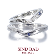 SIND BAD BRIDAL:結婚指輪【凛星（りんぜ）】指元に光る白金の星空サファイアをアレンジ