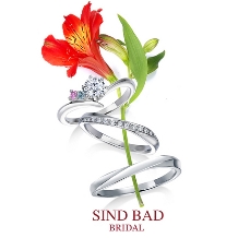SIND BAD BRIDAL:婚約指輪【夏銀河（なつぎんが）】寄り添う織姫と彦星 【二人の誕生石をセット】