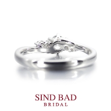 SIND BAD BRIDAL:婚約指輪【満星(みらい)】二人の未来を満点の星たちが優しく照らし出す　エメラルド