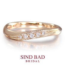 SIND BAD BRIDAL:結婚指輪　香波 -Kaori-ピンクゴールド サファイア マット加工