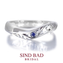 SIND BAD BRIDAL:結婚指輪　【唐草】-絢- 職人による手彫りの結婚指輪　サファイアをアレンジ