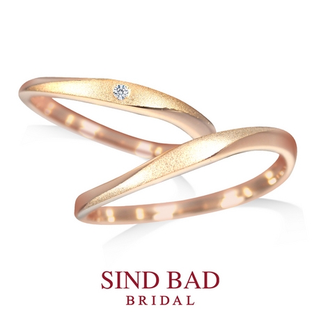 SIND BAD BRIDAL:結婚指輪 とわ -Towa-ピンクゴールド　センターダイヤ センターつや消し