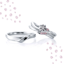 CAFERING／カフェリング:【ローズヒップ】添えられたピンクダイヤモンドが大人可愛い婚約指輪