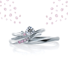 CAFERING／カフェリング:【ローブドゥマリエ】ピンクのメレダイヤモンドが上品で愛らしい婚約指輪