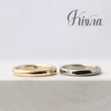 atelier Kiona.（アトリエ キオナ）:ふたりの手描き♪持ち込みデザインの似顔絵を刻印した結婚指輪！