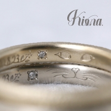 atelier Kiona.（アトリエ キオナ）:二人の大切な家族＾＾愛猫を内側に刻んだほっこり結婚指輪♪