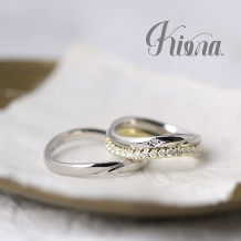 atelier Kiona.（アトリエ キオナ）:シンプルな結婚指輪に重ね着け！ウェーブのハーフエタニティー★