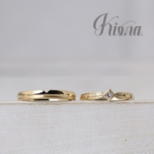 atelier Kiona.（アトリエ キオナ）:婚約指輪のような結婚指輪♪四角いダイヤモンドがおしゃれなマリッジリング！
