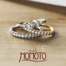 ジュエリーノモト:ダイヤモンドがきれいな爪留ハーフエタニティーリング