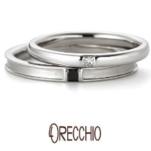 ＜グラッツィア＞結婚指輪　シンプルなデザインにプリンセスカットのダイヤが美しい