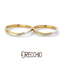 ＜ブリランテ＞結婚指輪　コンビのウエーブラインで品の良さを感じさせてくれる