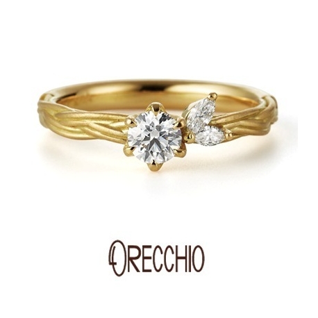 ＜ヴィーヴォ＞婚約指輪　マーキスカットダイヤが花の葉のようなキュートなデザイン