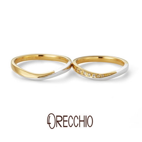 ＯＲＥＣＣＨＩＯ（オレッキオ）:＜ブリランテ＞結婚指輪　コンビのウエーブラインで品の良さを感じさせてくれる