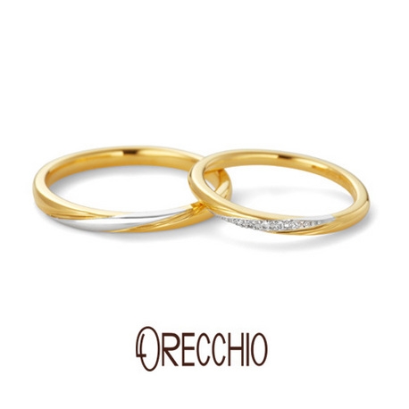 ＯＲＥＣＣＨＩＯ（オレッキオ）:＜カント＞結婚指輪　ストレートアームを斜めに走るラインとダイヤモンドがポイント
