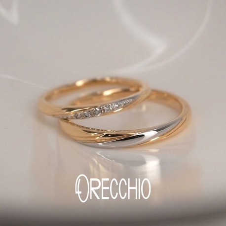 ＯＲＥＣＣＨＩＯ（オレッキオ）:＜カント＞結婚指輪　ストレートアームを斜めに走るラインとダイヤモンドがポイント