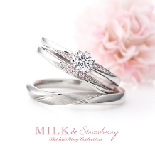 VANillA（ヴァニラ）:ピンクダイヤがメインのダイヤを引き立たせる♪大人可愛いデザインの婚約指輪