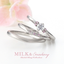 VANillA（ヴァニラ）:両サイドについた３石のダイヤが可愛い♪希少なピンクダイヤを使用した婚約指輪