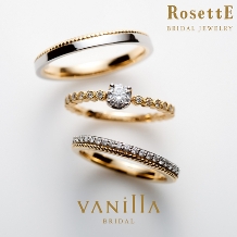 VANillA（ヴァニラ）:普段使いを楽しみたい花嫁必見！ゴールドのミル打ちとダイヤが可愛い結婚指輪