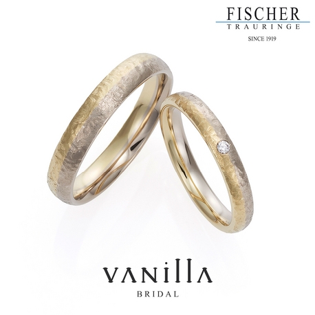 VANillA（ヴァニラ）:肌馴染みの良いグレーゴールドと華やかなイエローゴールドがMIXされた結婚指輪