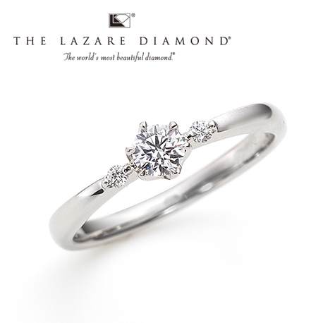 ＴＡＫＥＵＣＨＩ　ＢＲＩＤＡＬ:中央のダイヤモンドが際立つようにデザインされた婚約指輪【ラザールダイヤモンド】