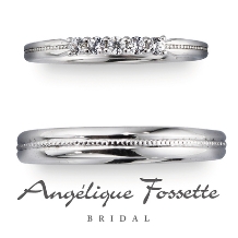 アンジェリック　フォセッテ　ブライダル:リング幅一杯に留まるダイヤモンドとさり気ないミル打ちが上品な華やかさを演出！