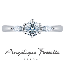 アンジェリック　フォセッテ　ブライダル:脇石にマーキスカットのダイヤモンドを使用したお洒落で大人っぽいエンゲージリング！