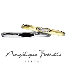 アンジェリック　フォセッテ　ブライダル:直線的なラインを意識したクール系マリッジリング。結婚指輪もお洒落に着けたい方へ！