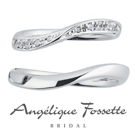 アンジェリック　フォセッテ　ブライダル:贅沢にあしらわれたダイヤモンドの輝きとエッジの効いたラインがもたらす光沢感が豪華